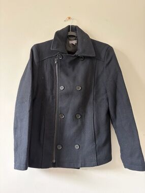 Men's Navy Double-Breasted Peacoat Jacket